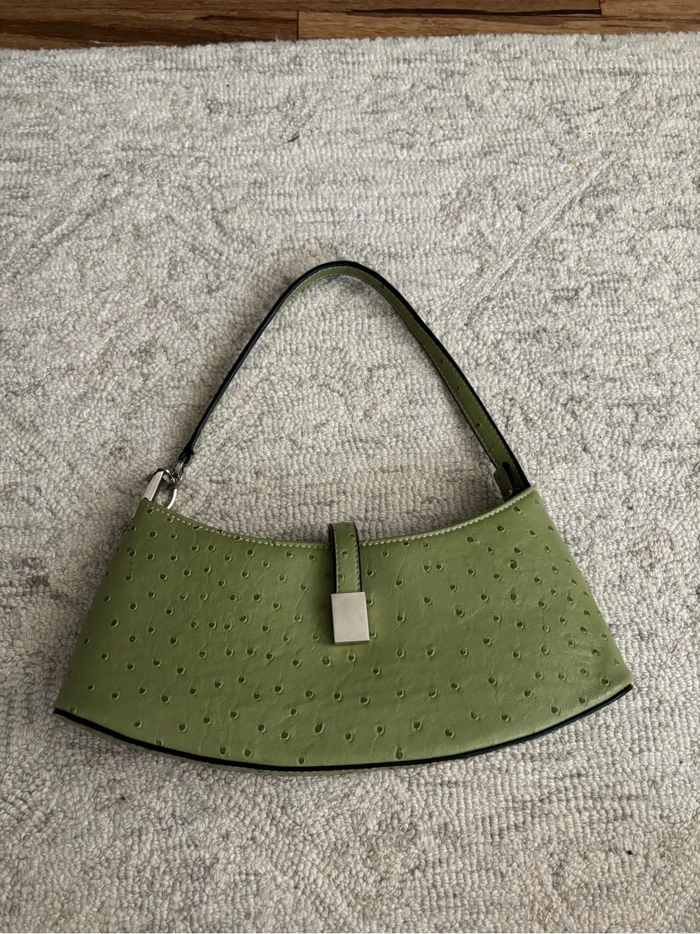 Green Textured Shoulder Bag